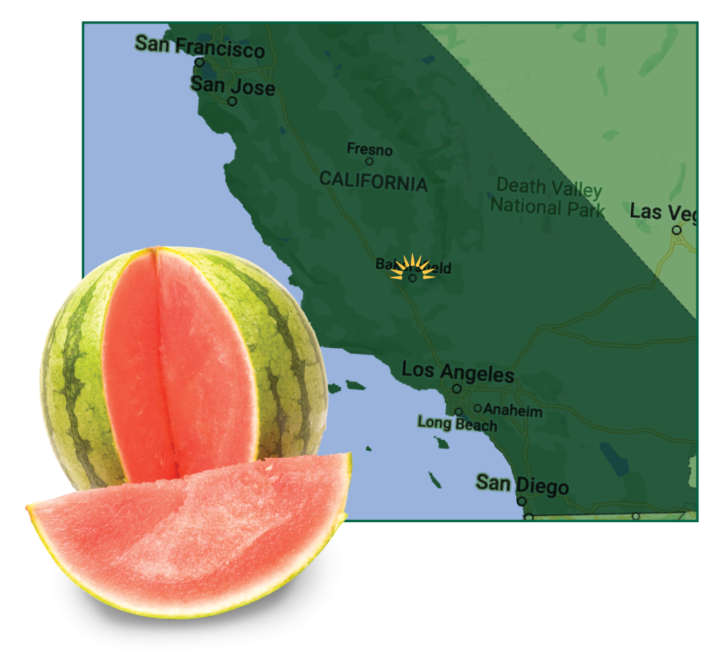 map of California with watermelon