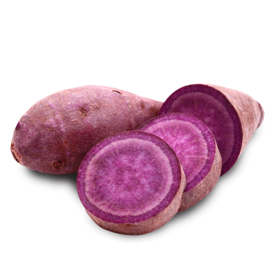 purple sweet potato, whole and sliced